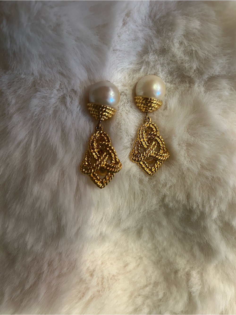 Authentic Gold Pearl Drop Earrings - Women Jewelry